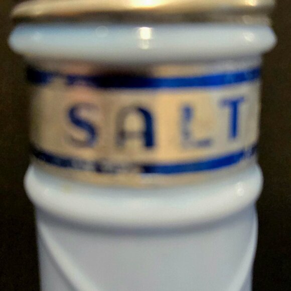 Jeanette Delphite Blue Glass Salt and Pepper Shakers for Euclid Coffee Co. - Picture 3 of 7